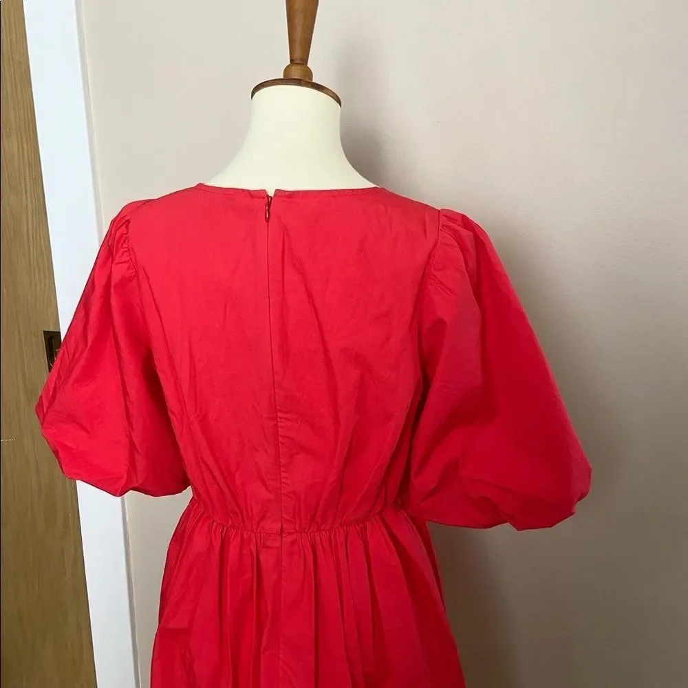 Madewell Poplin Crewneck Bubble-sleeve Mini Dress sz 4